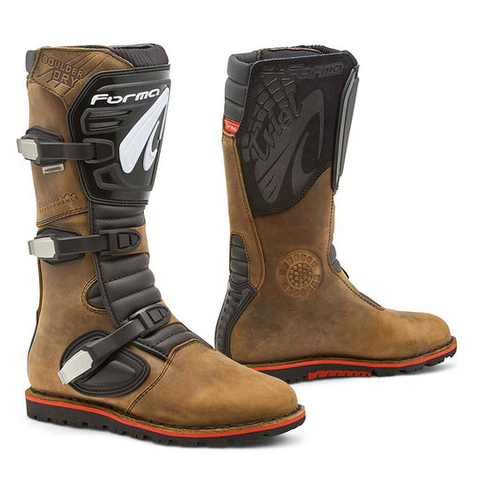 motorcycle boots | Forma Boulder Dry brown waterproof trials adventure ...